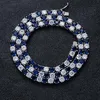 14K Blue Sapphire White Zircon Tennis Gemstone Copper Chain Necklace 5mm Cubic Zircon Stones Bling Tennis Chain Hip Hop 18inch 22i238Z