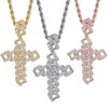Ожерелья с подвесками, кубический цирконий, ромб, большой крест, подвески, ожерелье для мужчин, подарки, блестящие ювелирные изделия в стиле хип-хоп, 262 г