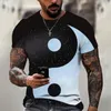 Męskie koszulki Summer TAI Chi Schemat T-shirt 3D Printed Men kobiety China Yin-yang 11-Hop Tops Flame Tees Flame Flame Flame Odzież z krótkim rękawem