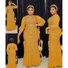 Ethnic Clothing 2 Piece Set Elegant African Dresses For Women Beaded Tops Skirt Dashiki Evening Wedding Party Dress Kaftan Abaya Outfits