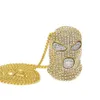 Colares Pingente Personalidade CS Cap Pave Strass Completo Mascarado Colar Ouro Cheio Homens Hip Hop Rock Jewelry254q