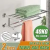 Towel Racks 60cm Stainless Steel Surface Polishing Double Wall Mounted Bathroom Rack Holder Foldable Shelf249R