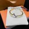 New Designer Elegant Gold and Sier Fashion Women's Letter Stainless Steel Zircon Bracelet Special Design Jewelry Quality with Box