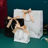 Cadeau cadeau 20 pcs personnalisé personnalisé impression de marbre ruban sac papier anniversaire emballage étiquette privée pour petite entreprise