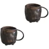 Tazze Piattini Set 2 Bicchieri Acqua Pieghevoli Mug Ceramica Tazzine Caffè Fatte A Mano Vintage Espresso Porcellana Artistica