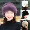 Cappello invernale Russo soffice visone Decor addensato lusso mantenere caldo solido autunno inverno termico berretto da donna di mezza età all'aperto