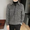 Casaco De Lã Masculino Com Trench Veste Homme Moda Retro Tartan Jaqueta Outono E Inverno Casaco De Lã Curto Slim Masculino S-3XL 231117