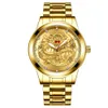 Golden Dragon Watch Men's Non Mechanical Diamond Inlaid Red Face Fashion Middle and Old Age