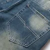 Jeans ricamati multi-badge stile hip-hop per uomo Pantaloni in denim con foro strappato colore nostalgico Slim Fit piccolo streetwear dritto 28-42