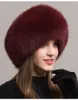 Basker äkta verkliga naturliga tjockt päls hatt cap kvinnor mode varm vinterhuvudbonad femal