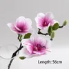Dekorative Blumen 3 Köpfe Real Touch Big Magnolia Kunstblumenzweig für Hochzeitstisch Heimdekoration PU-Fälschung