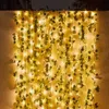 LED Strings Flower Green Leaf String Lights Artificial Vine Fairy Lights Battery Powered Christmas Tree Garland Light for Weeding Home Decor P230414