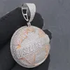 Hip Hop – collier rond avec pendentif de carte, avec chaîne en corde, zircone cubique pavée, breloque à la mode pour hommes et femmes, bijoux 321K