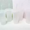 24 oz Clear Cup Tasses en plastique Transparent Tumbler Été Réutilisable Tasse de jus de café à boire froid avec couvercle et paille en gros FY5305