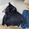 Coat 0-6T Baby Coat Solid Sweater Winter Children's Long Sleeved Jacket Hooded Autumn Baby Girl Boy Clothing Cardigan 231117