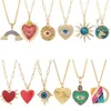 Pendant Necklaces Cute Heart Sun Moon Star Evil Blue Eye Necklace for Women Gold Color Dijes Rainbow Red Love Pendant Long Stainless Steele Chains Z0417