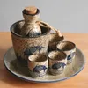 Questões de quadril Cerâmica de cerâmica artesanal Conjunto de frascos vintage clássico estilo japonês Retro criativo Copas de home Licorera Table Supplies