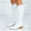 Bottes BONJOMARISA blanc Cowboy Cowgirls bottes occidentales broderie mode femmes bottes hautes automne Design bottes pour femmes chaussures T231117