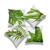Kussen 4 stks huizendecoratie warme groene palmboom bedrukte kussensloop set van 4 tropische bladeren decoratieve deksels