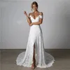 Свадебное платье в стиле бохо для женщин 2024, кружевное летнее пляжное свадебное платье с разрезом на плечах и открытой спиной, Vestidos De Noiva Robes de Mariee
