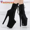 Boots Autumn and Winter Fashion Pole Dance Show Shoes 20cm Hate Sky High Flock Mid-Calf Boots Women Sexig Platform Zipper High Heels T231117