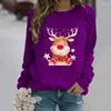 Capuz feminino Roupas de Natal Autumn Women Elk Print Hoody Sweatshirt