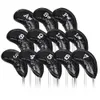 Andere Golfprodukte 12 Stück tragbare PU-Golfschläger-Eisen-Schlägerkopfhüllen, Schutzfolie für Golfschläger, Golf-Schlägerkopfhüllen-Set, wasserdichte Musterhüllen 231114