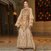 2023 New gold Prom Dresses Extra Puffy Ruffles muslim Photoshoot Women Dress shiny bling Vestidos De Fiesta Formal Evening Gowns long sleeve muslim even dress hijab