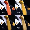 Neck Ties RBOCOTT Necktie Handkerchief Cufflink Set Red Solid Tie Set For Men Wedding Mens Plain Tie Pocket Square Gold Orange Ties 8cm 231117