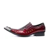 Peau Red Snake formel pour hommes étalons en fer Points à bout pointu sur les chaussures de robe de mariage