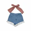 Damen Shorts Denim mit weitem Bein Super süße weibliche Sommer hohe Taille Spitze Student Hose im japanischen Stil Kawaii Loli Streetwear