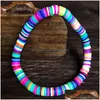 Strand z koralikami surfer heishi stosowne bransoletki dla kobiet Rainbow winyl z koralikami stretch przyjaźń bohemian letnie prezenty na plażę Drop d d dh8e4