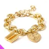 Bracelets porte-bonheur en gros 5 serrure chaîne Bracelet alliage mode romantique dame fille bijoux cadeau 2023 été 2 couleurs