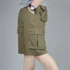 Shorts masculinos de verão shorts casuais de vários bolsos masculinos finos de cargo militar shorts táticos homens algodão de algodão solto casual calça curta 230417