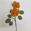 Decorative Flowers Hand-Knitted Bouquet Rose Artificial Fake Flower Wedding Decorations Hand-woven Home Table Decorate Valentine's Day