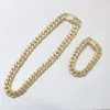 Collana cubana con zirconi ghiacciati da 12 mm Catena gioielli hip hop Oro argento Un set Chiusura CZ Collana da uomo Link 18-28 pollici246o