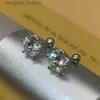 Orecchini a bottone EWYA 0,5-2 ct Moissanite Orecchini a vite D Colore Argento sterling 925 Orecchini con diamanti a 6 punte per le donne Gioielleria raffinata L231117