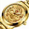 Golden Dragon Watch Men's Non Mechanical Diamond Inlaid Red Face Fashion Middle and Old Age