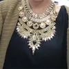 Gargantillas Declaración étnica india Collar grande Mujeres Moda Cristal Rhinestone Maxi Collar largo Big Bib Gargantilla Collar Boho Joyería 231116