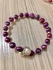 Strand ! Cranberry Pearls Warp Bracelet Real Freshwater Pearl Jewelry Handmade PBN114