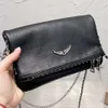 Avondtassen Populaire damestas Handtas Vleugels Diamantstrijken Zadig Et Voltaire Klinknagels Schapenvacht Leer Messenger Crossbody Handtassen Twee kettingen Lad6