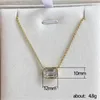 Solitaire Square Zircon Chocker Necklace Gold Filled Engagement Wedding Pendants Necklace For Women Bridal Jewelry Gift