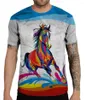 Hommes t-shirts été décontracté coloré cheval T-shirt mâle 3D imprimé hommes femmes mode Cool col rond hauts t-shirts sport