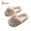 Slippers Heart Love fluffy fur slider womens warm open plush memory foam household winter indoor shoes 231117