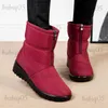 Stiefel Rutschfeste, wasserdichte Schneestiefel für Damen, dick, warm, lange Plüsch-Stiefeletten, Damen-Frontreißverschluss, Baumwolle, gepolsterte Schuhe, Damen, Übergröße 44, T231117