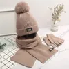 Berretti Cappelli 3 pezzi Cappello per bambini con sciarpa Guanti Set Autunno Inverno Caldo cappello lavorato a maglia Guanti Vestito Berretto per bambini Per ragazzi Ragazze Bambini Accessore 1-5 anni 231115