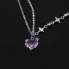 Pendant Necklaces Pink Purple Zircon Star Heart Necklace Y2K Irregular Love Crystal Heart Choker Egirl Collar Necklaces Women Jewelry Accessories Z0417