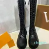 Hiver nouvelles bottes à fond plat femmes célèbres marque de créateur fond épais en cuir véritable à lacets côté fermeture éclair augmenter dames botte