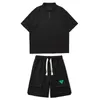 Survêtements pour hommes Plus Taille 5XLM Mode Gaufre Lâche Casual Ensembles Simple Col Rabattu À Manches Courtes Polos Et Shorts Streetwear 230417