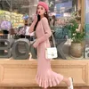 Casual Dresses Winter Dress Women Black Pink Plus Size 2023 Autumn Korean Fashion Slim Knitted Long Sleeve Sweater Feminina